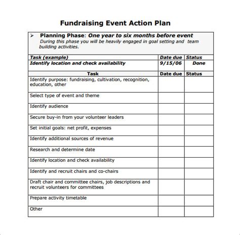 fundraising event planning template.